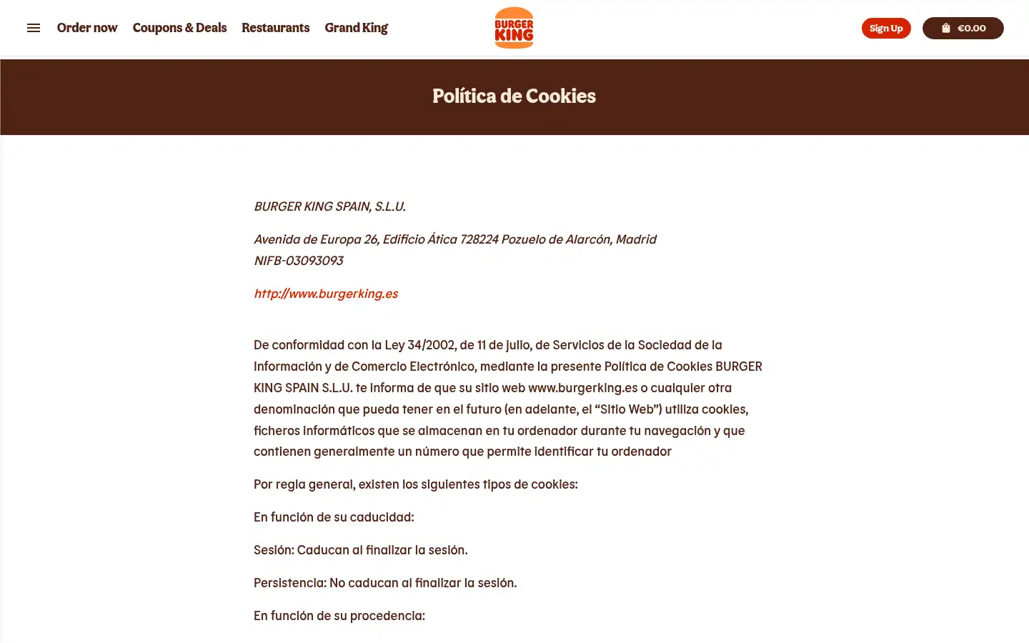 Screenshot of burgerking.es