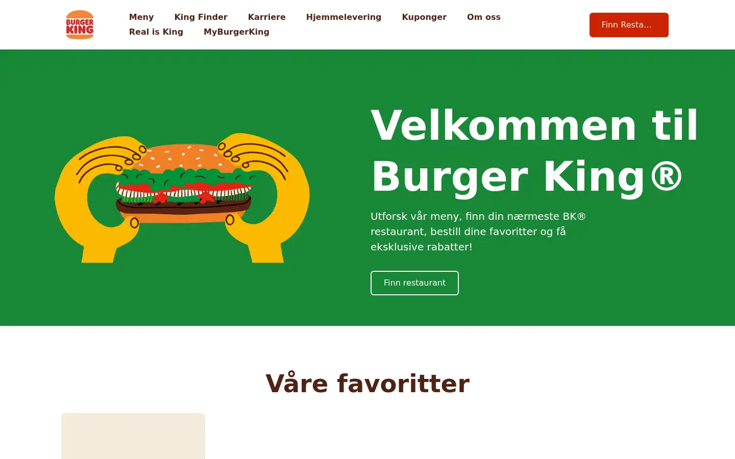 Screenshot of burgerking.no