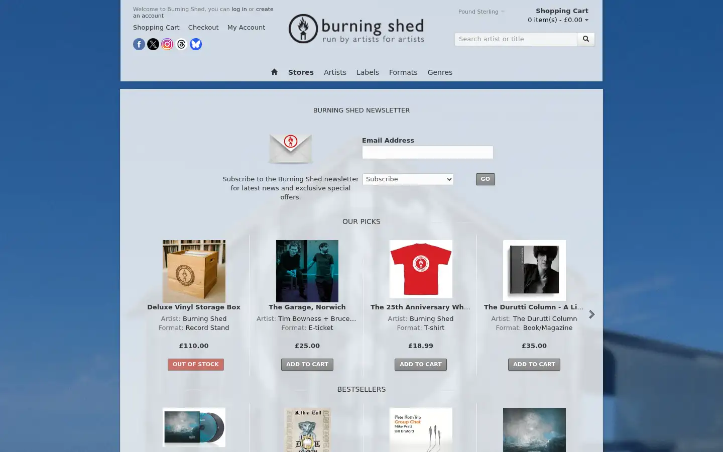 Screenshot of burningshed.com