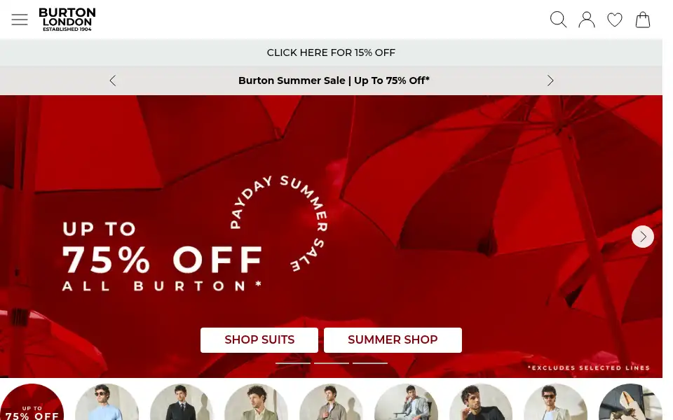 Screenshot of burtonmenswear.co.uk