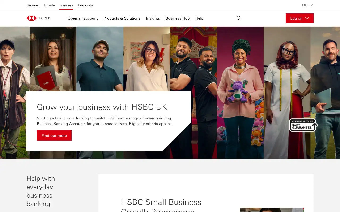 Screenshot of business.hsbc.uk