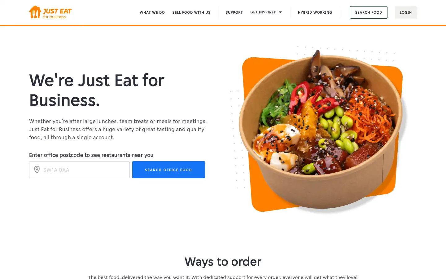 Screenshot of business.just-eat.co.uk