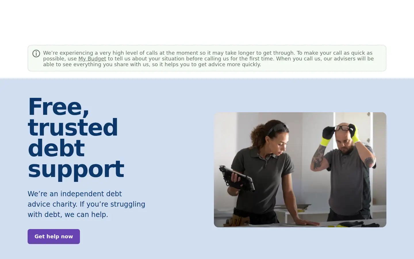 Screenshot of businessdebtline.org