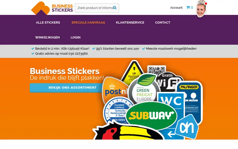 Screenshot of businessstickers.nl