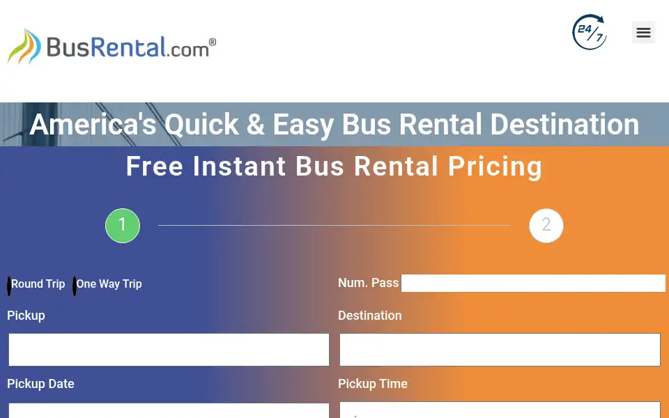 Screenshot of busrental.com
