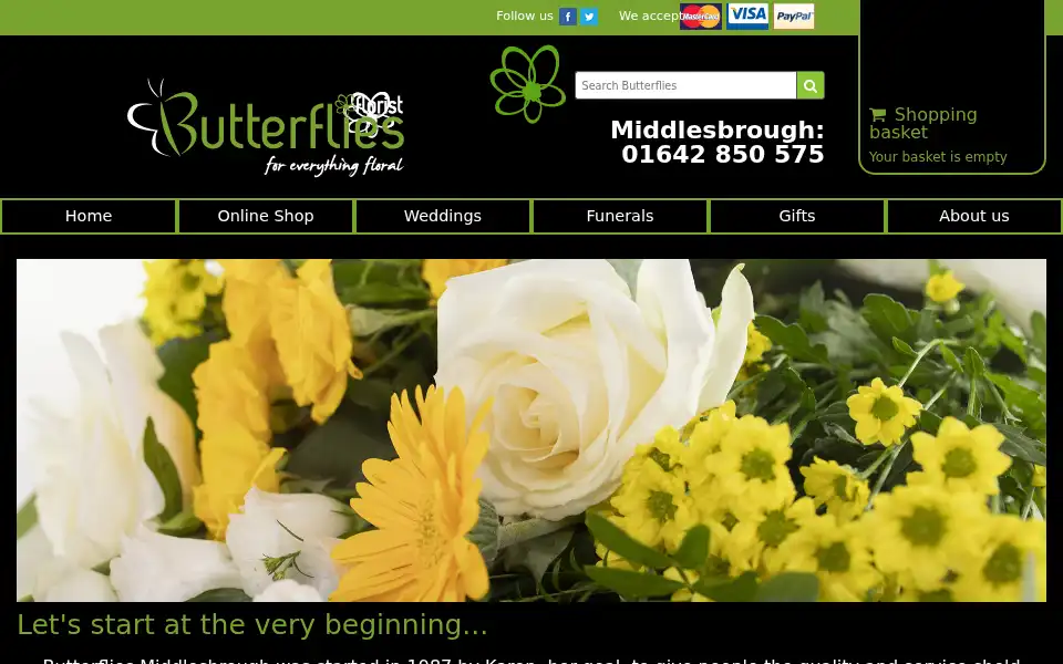 Screenshot of butterfliesflorist.com