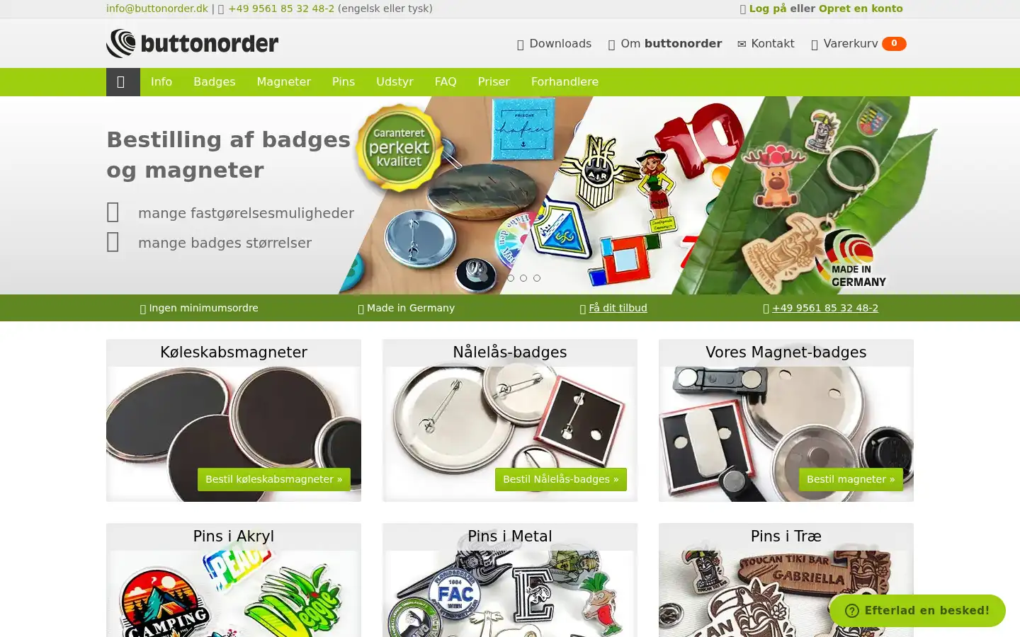 Screenshot of buttonorder.dk