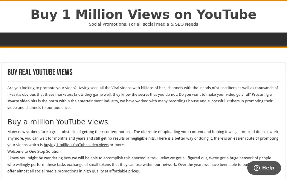 Screenshot of buyamillionyoutubeviews.shop