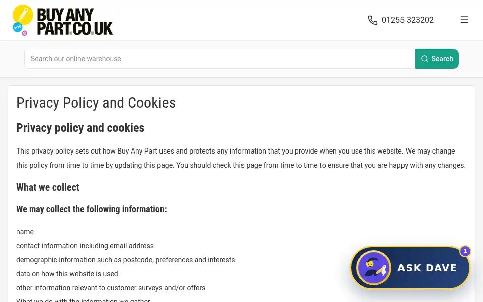 Screenshot of buyanypart.co.uk