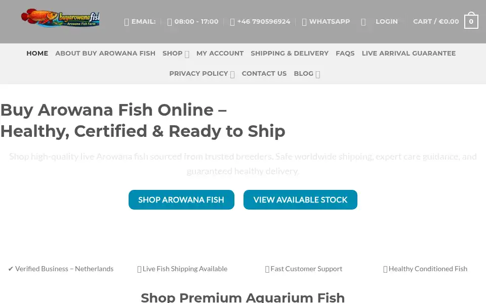 Screenshot of buyarowanafish.com
