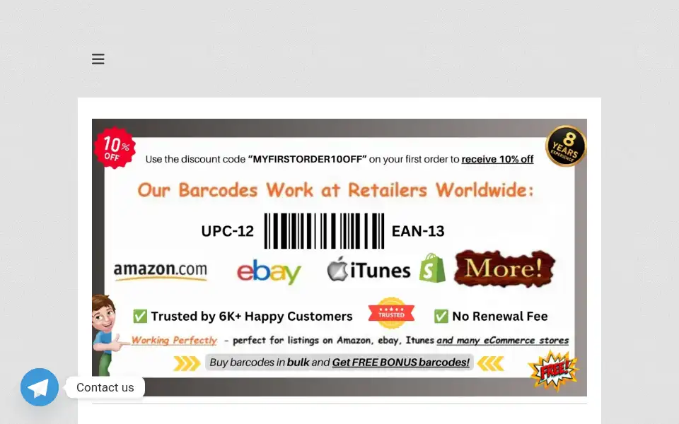 Screenshot of buybarcodescheap.com