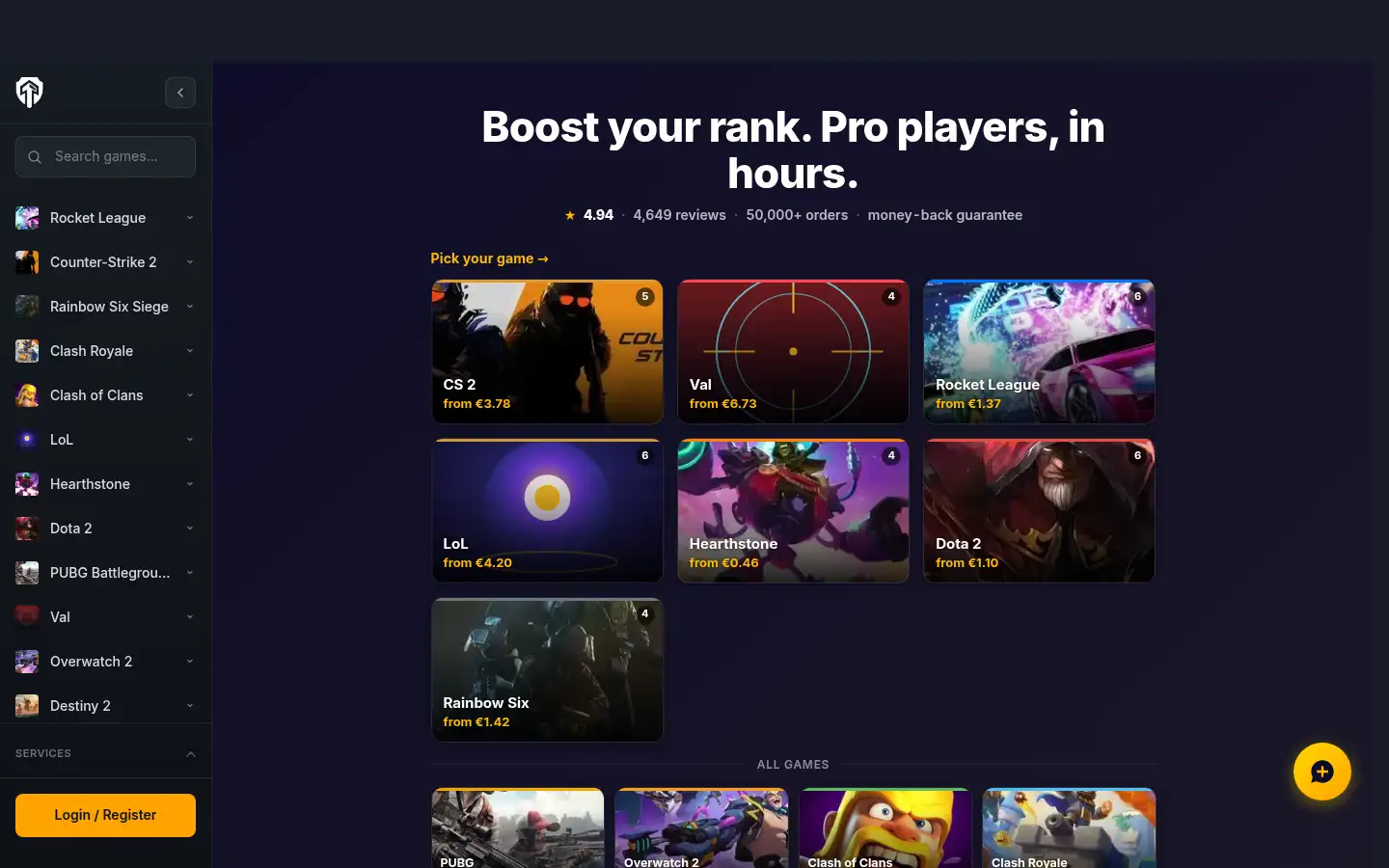 Screenshot of buyboosting.com