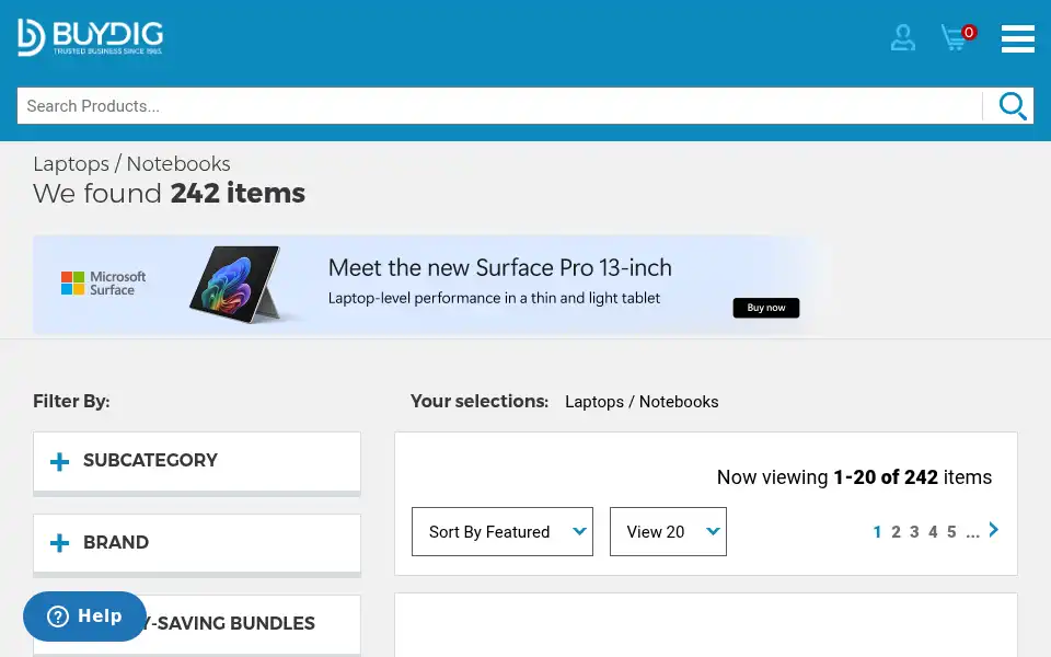 Screenshot of buydig.com
