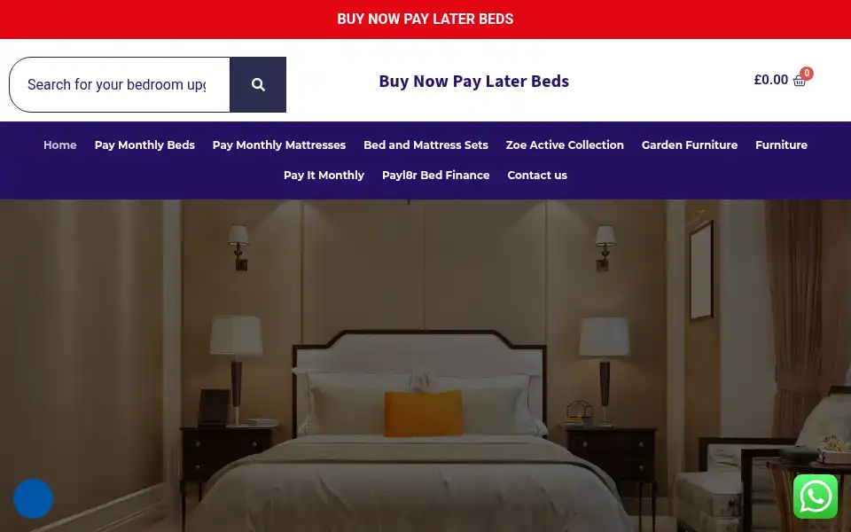 Screenshot of buynowpaylaterbeds.co.uk