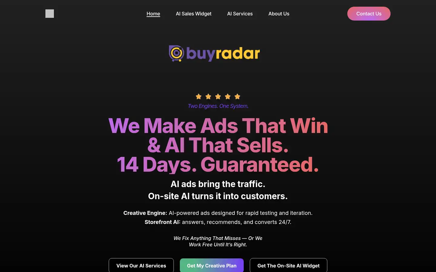 Screenshot of buyradar.ai