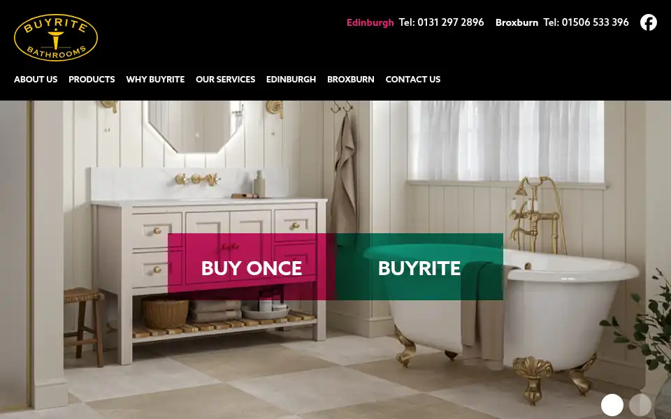Screenshot of buyritebathrooms.com
