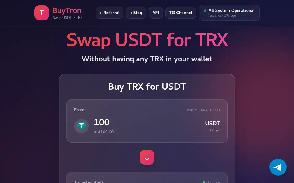 Screenshot of buytron.org