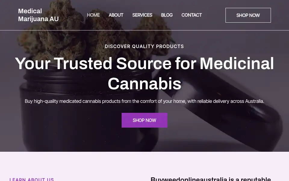 Screenshot of buyweedonlineaustralia.com.au