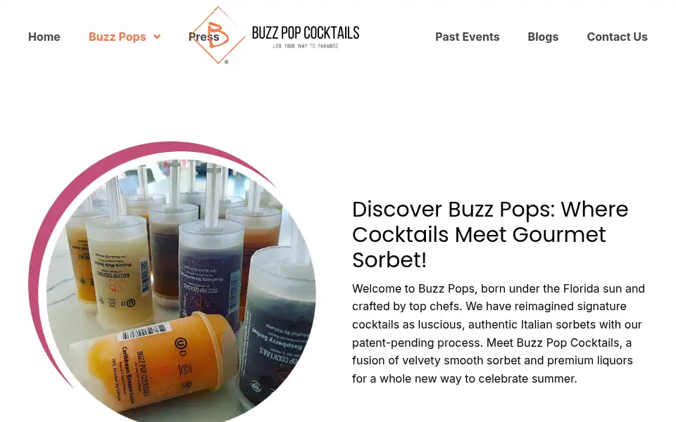 Screenshot of buzzpopcocktails.com