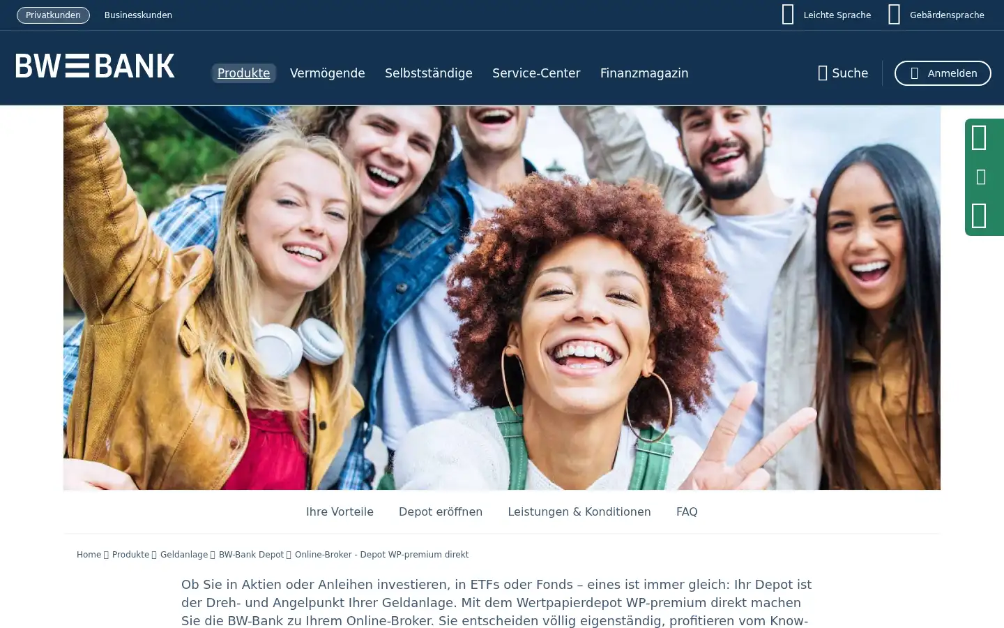 Screenshot of bw-bank.de