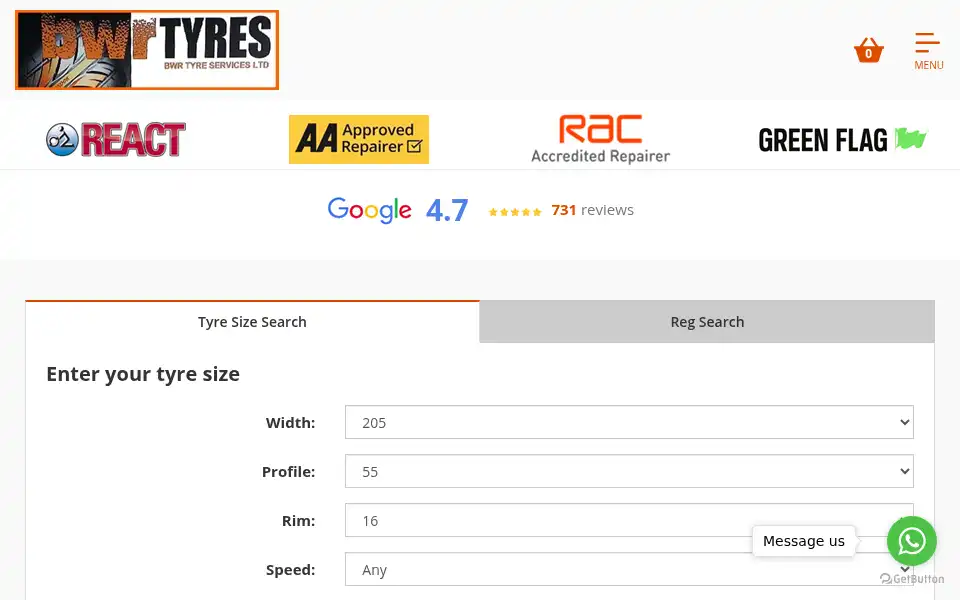Screenshot of bwrtyres.co.uk
