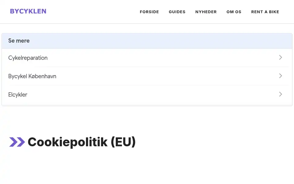 Screenshot of bycyklen.dk