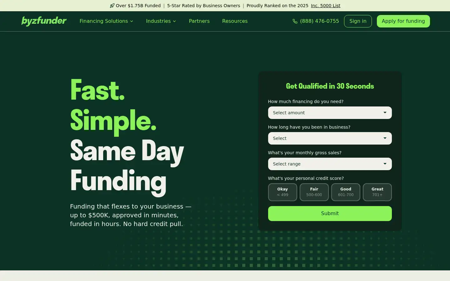 Screenshot of byzfunder.com