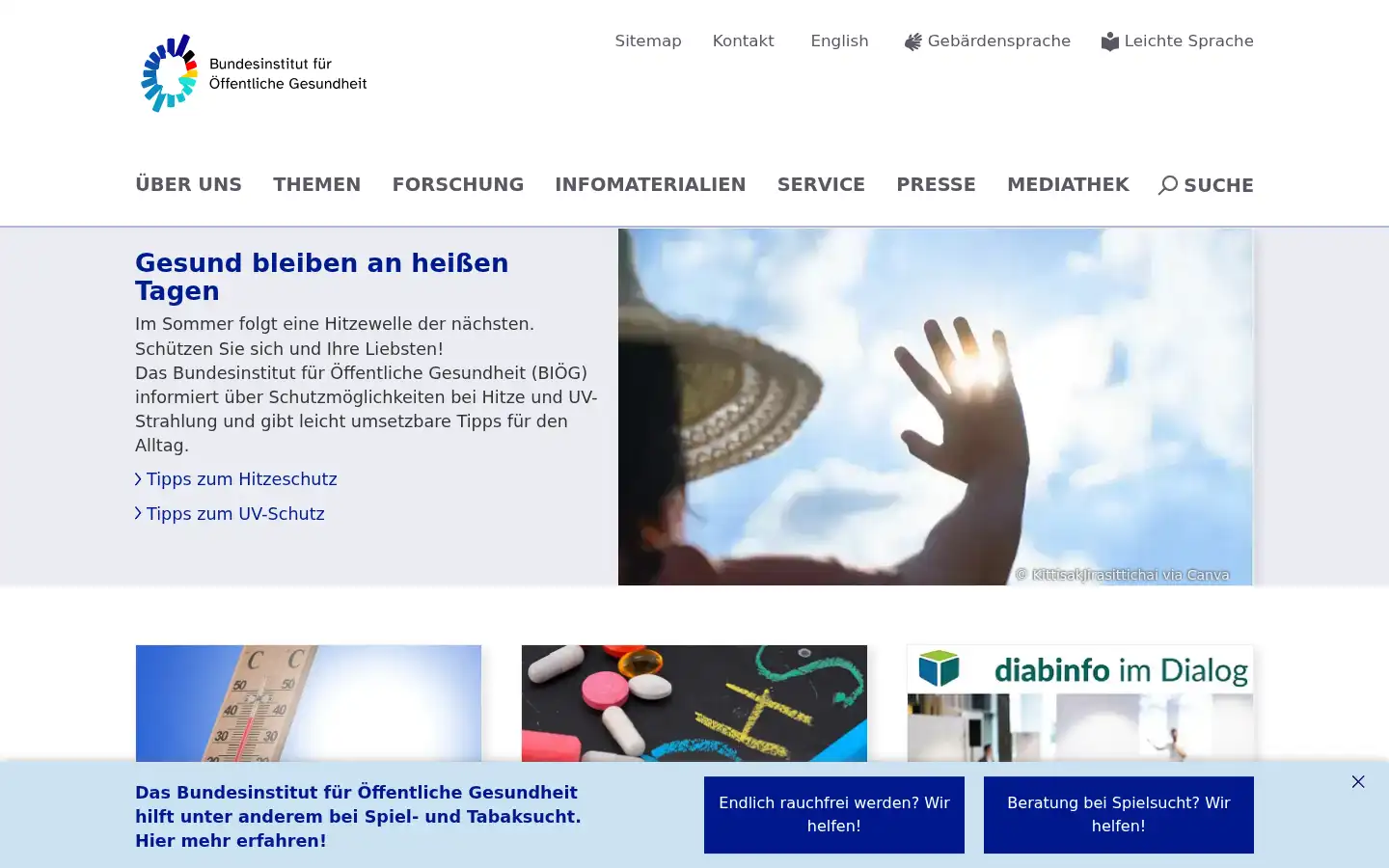 Screenshot of bzga.de