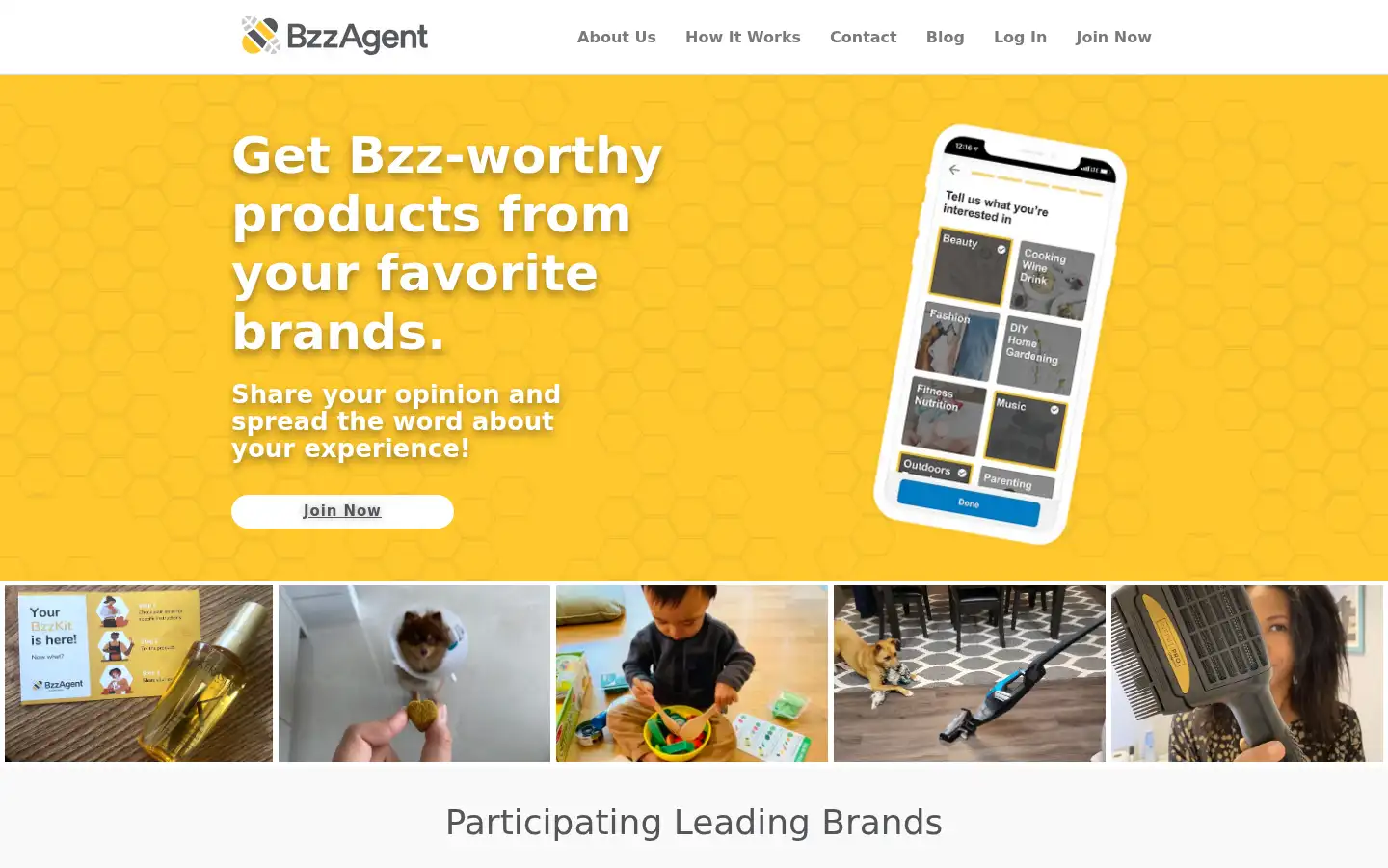 Screenshot of bzzagent.com