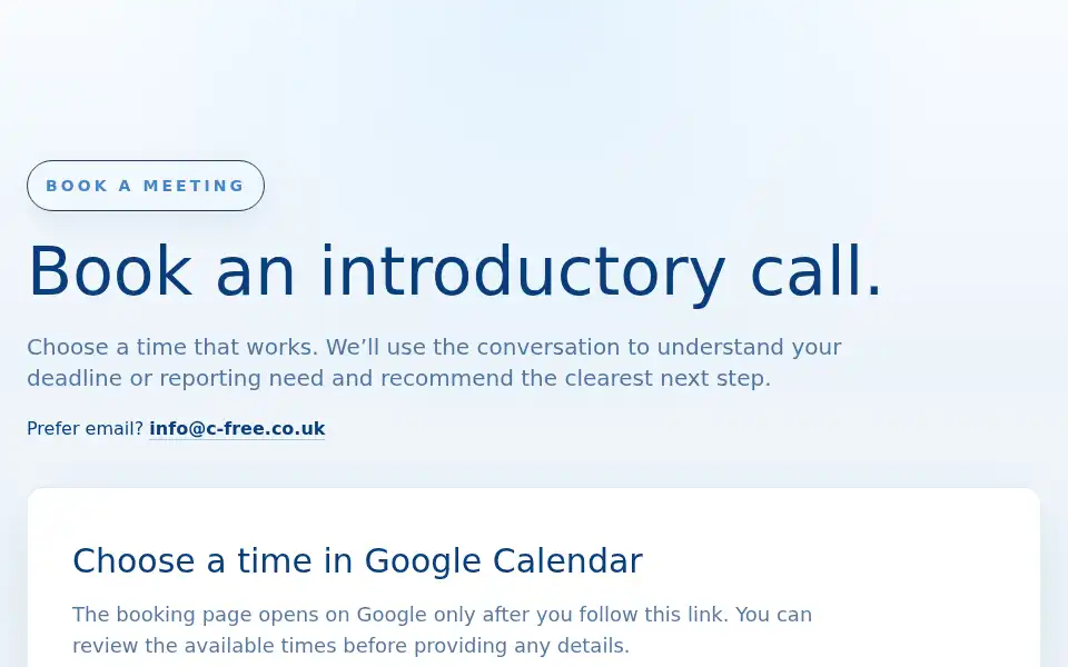Screenshot of c-free.co.uk