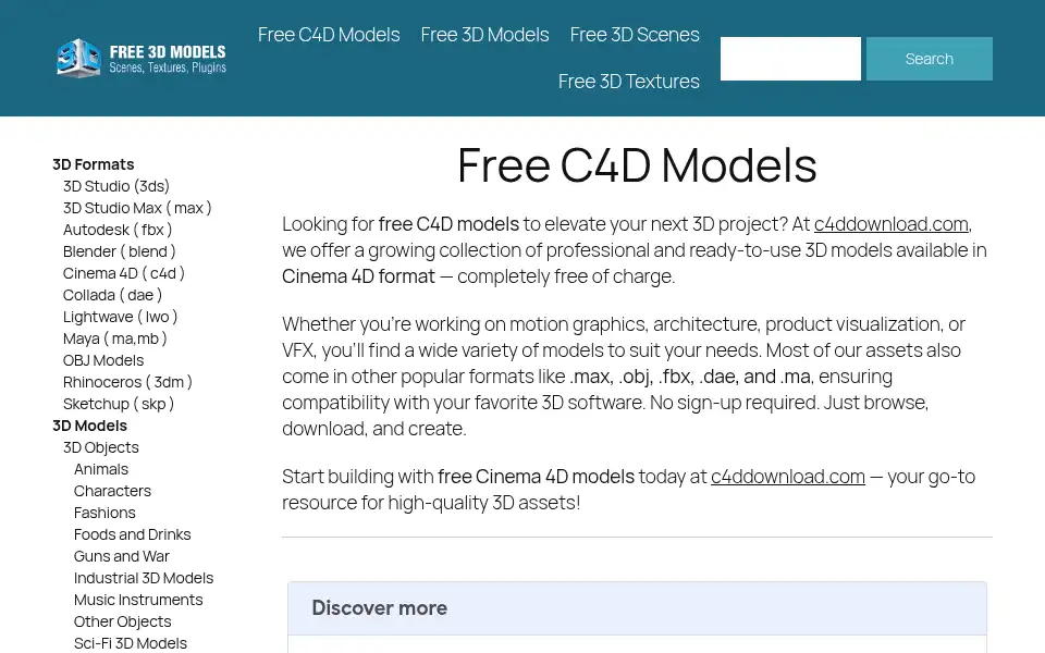 Screenshot of c4ddownload.com