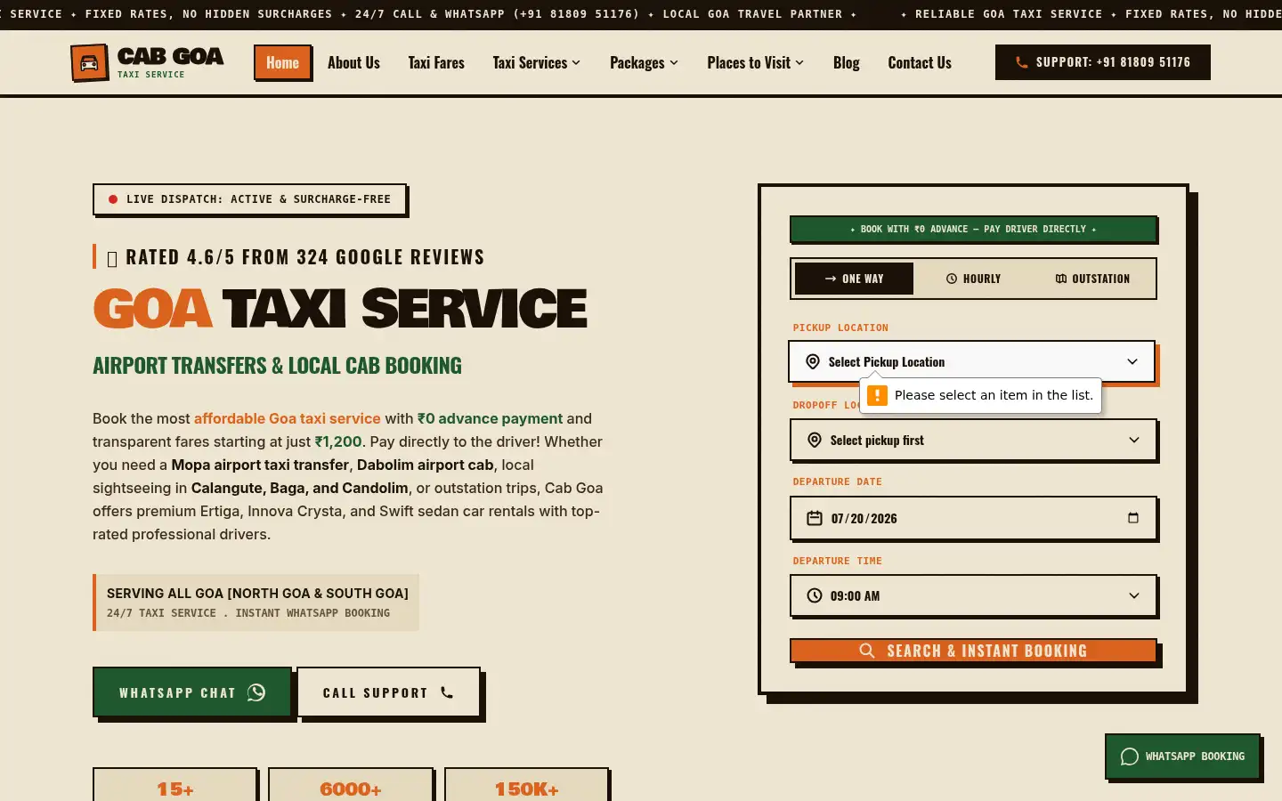 Screenshot of cabgoa.com