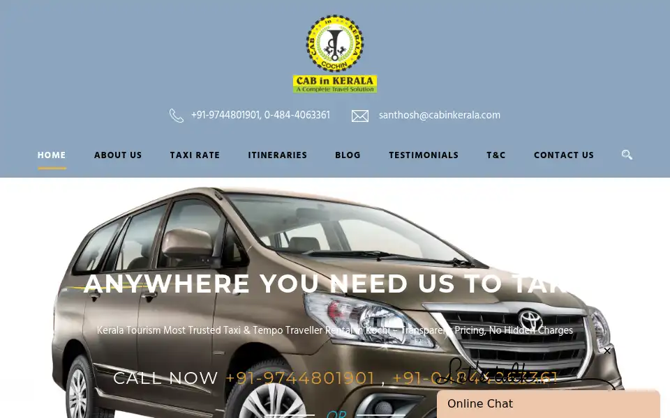 Screenshot of cabinkerala.com