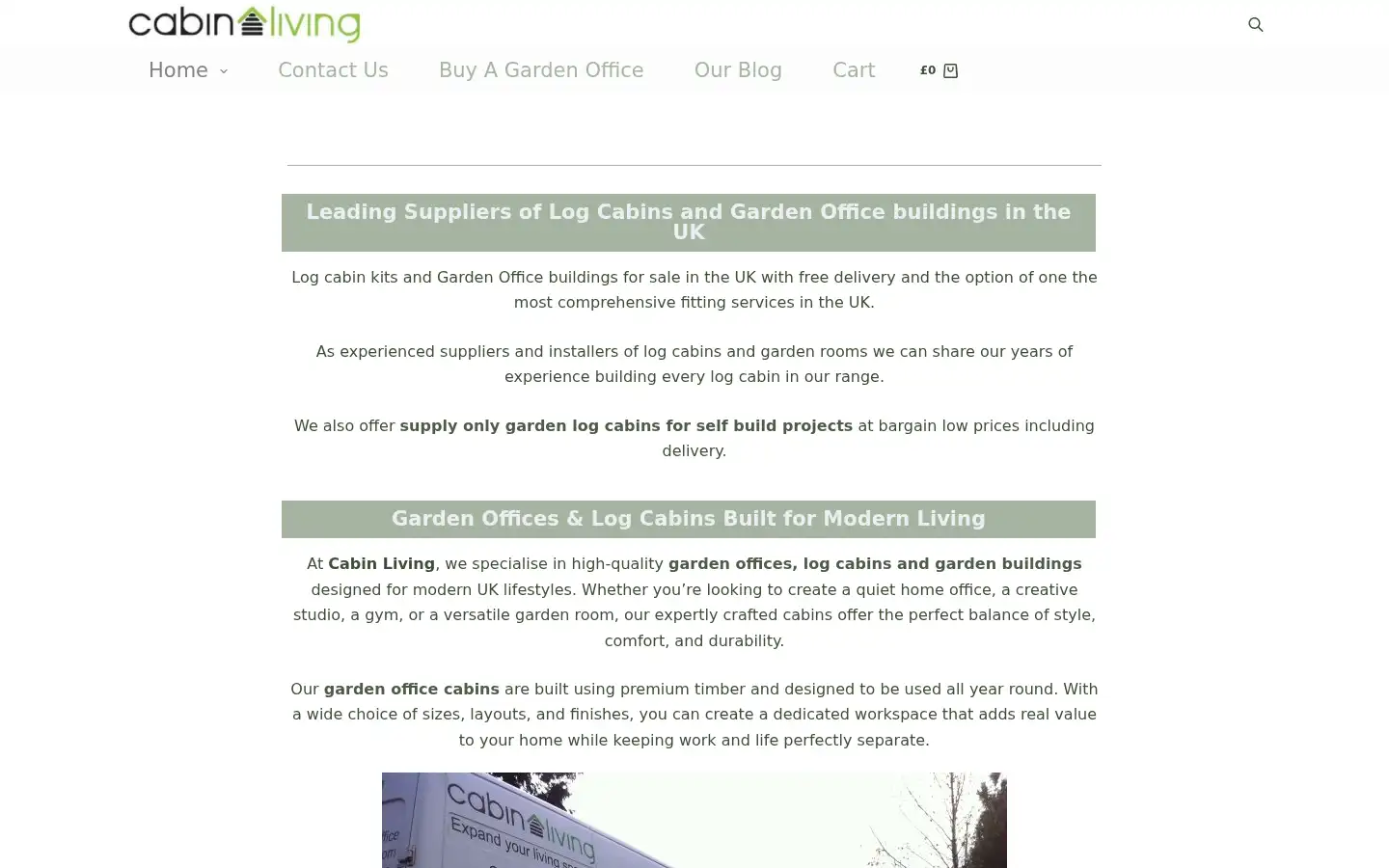 Screenshot of cabinliving.co.uk