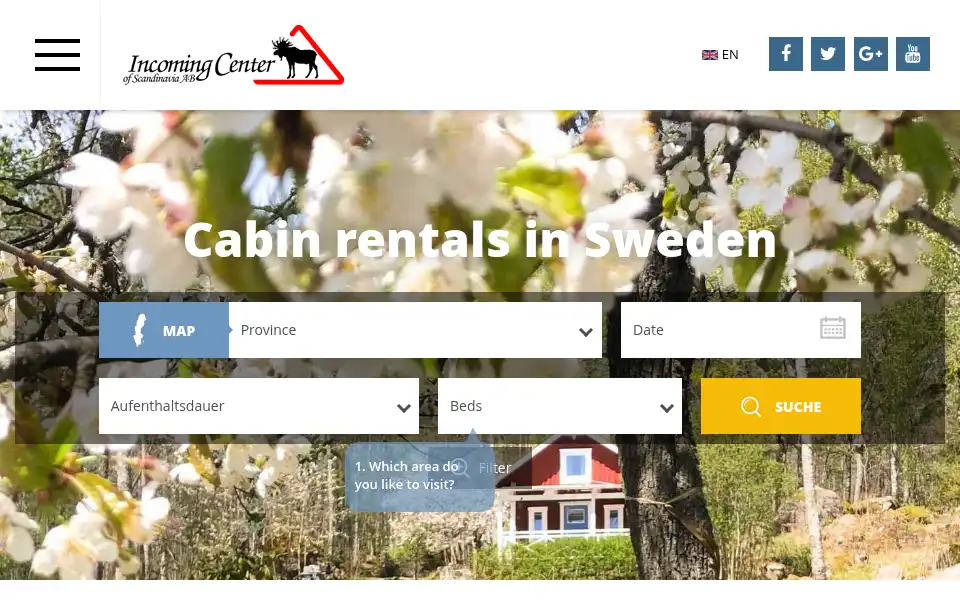 Screenshot of cabinsinsweden.com