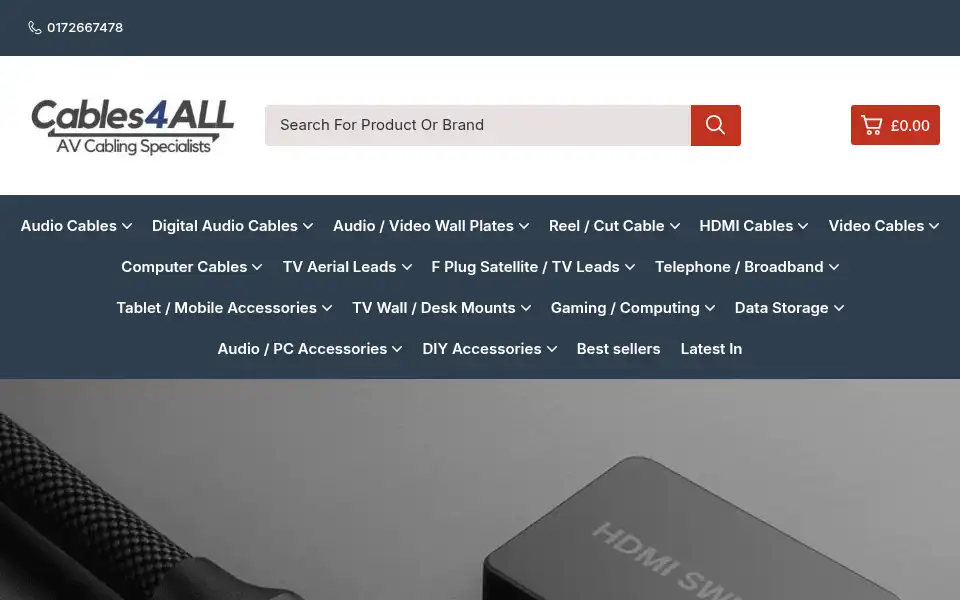 Screenshot of cables4all.co.uk