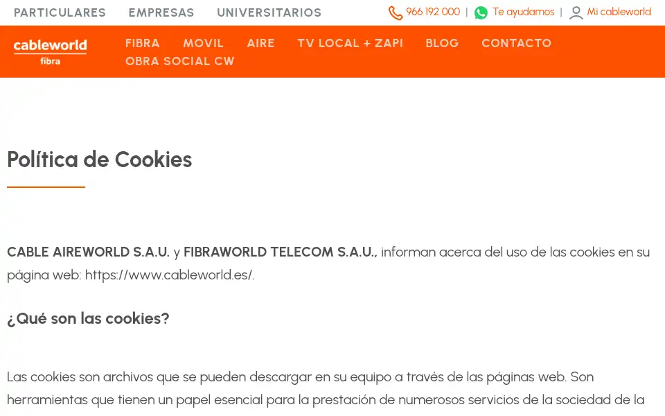 Screenshot of cableworld.es