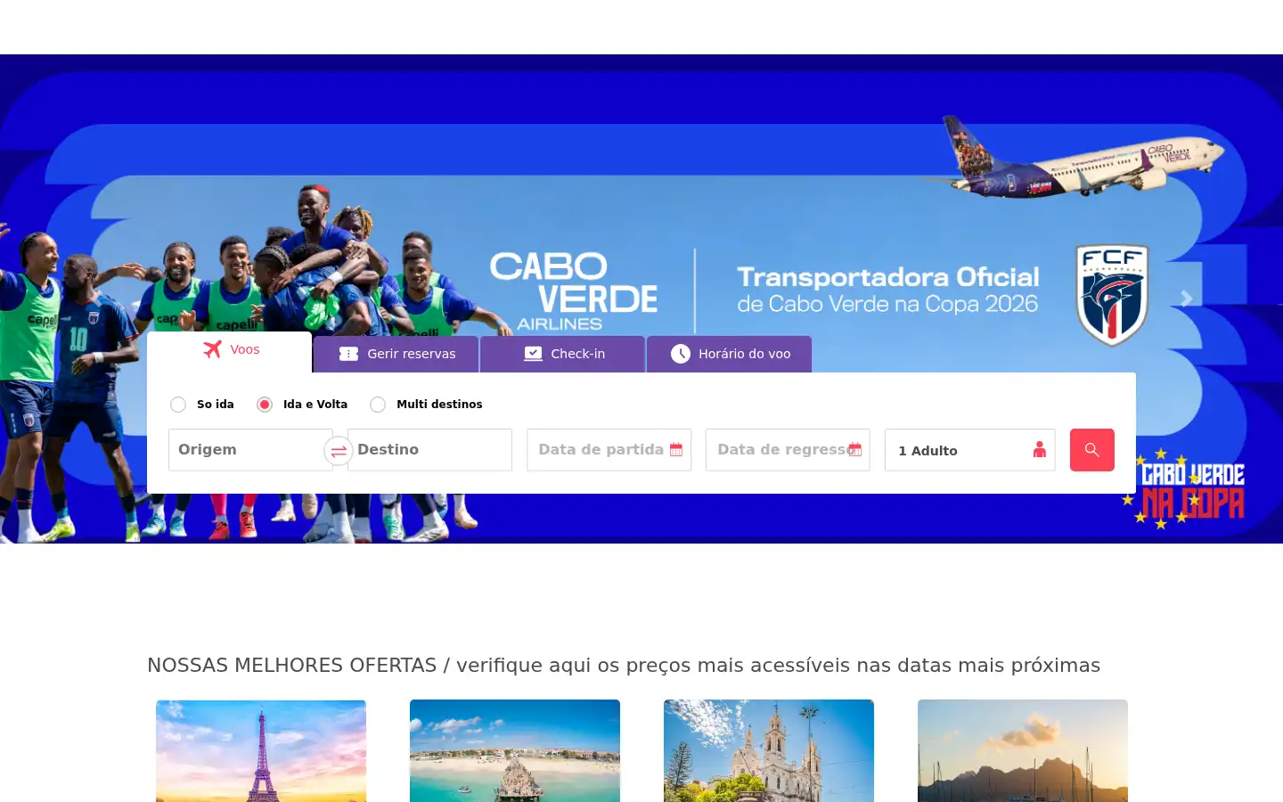 Screenshot of caboverdeairlines.com