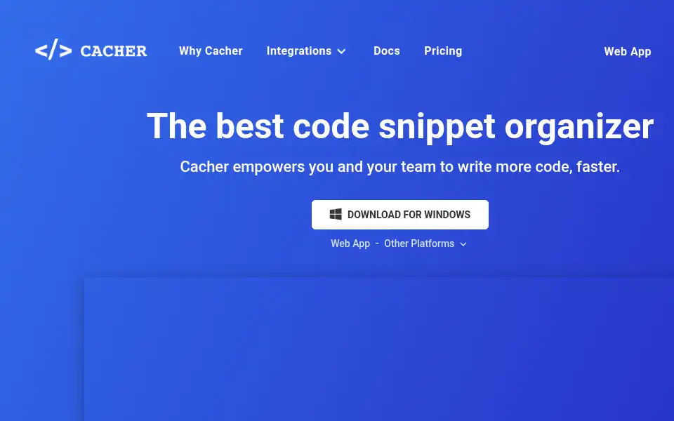 Screenshot of cacher.io