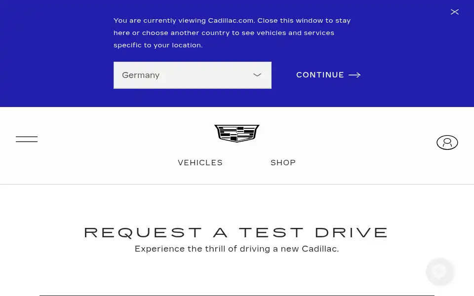 Screenshot of cadillac.com