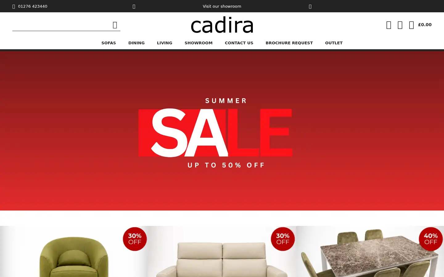 Screenshot of cadira.co.uk