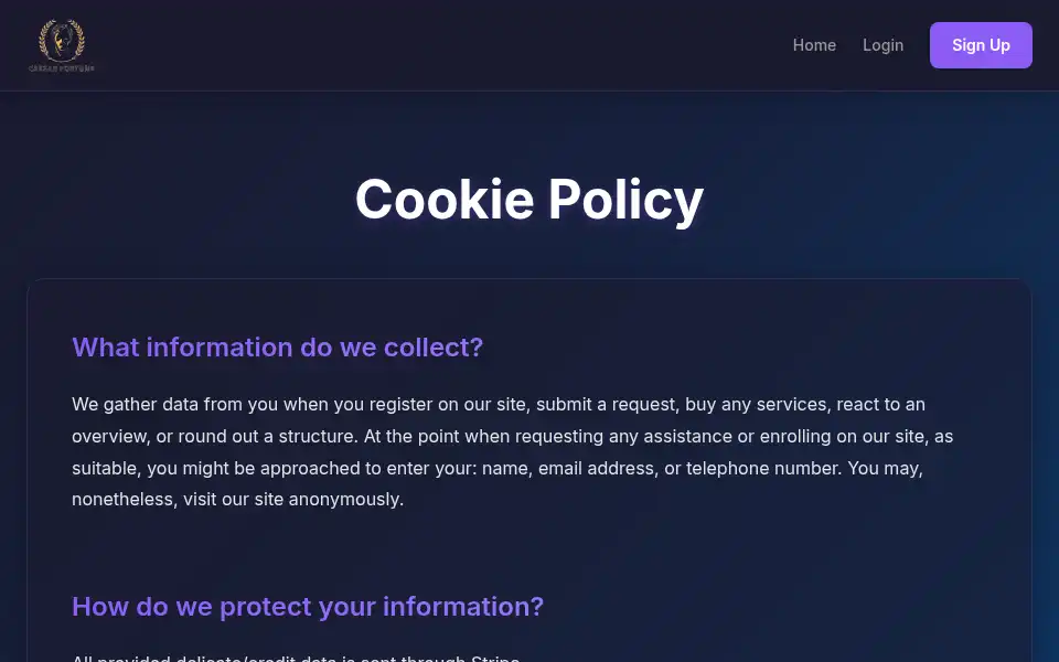 Screenshot of caesarfortune.com