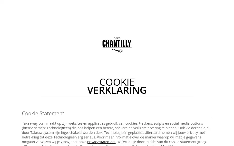 Screenshot of cafe-chantilly-amsterdam.nl