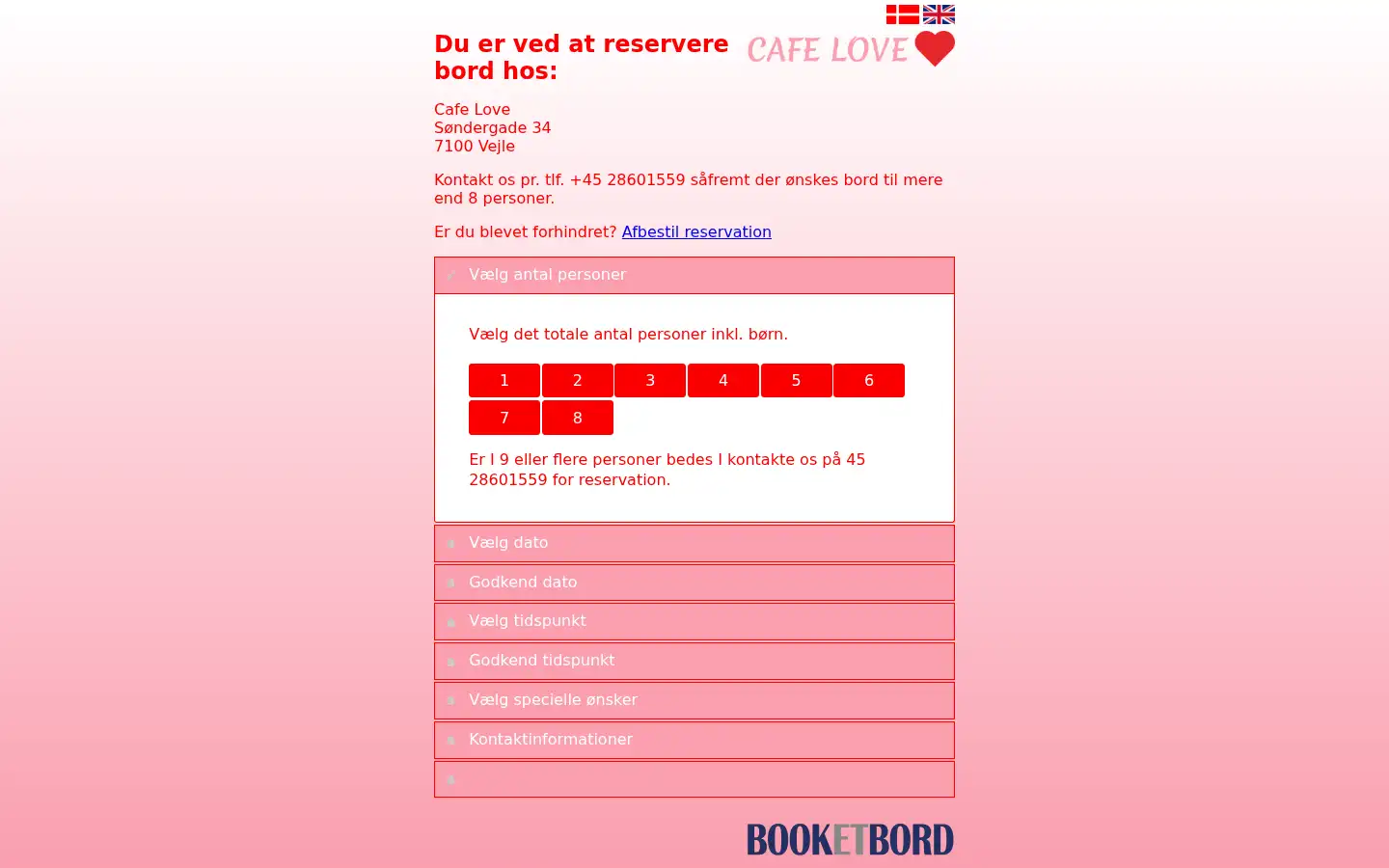 Screenshot of cafelove.dk
