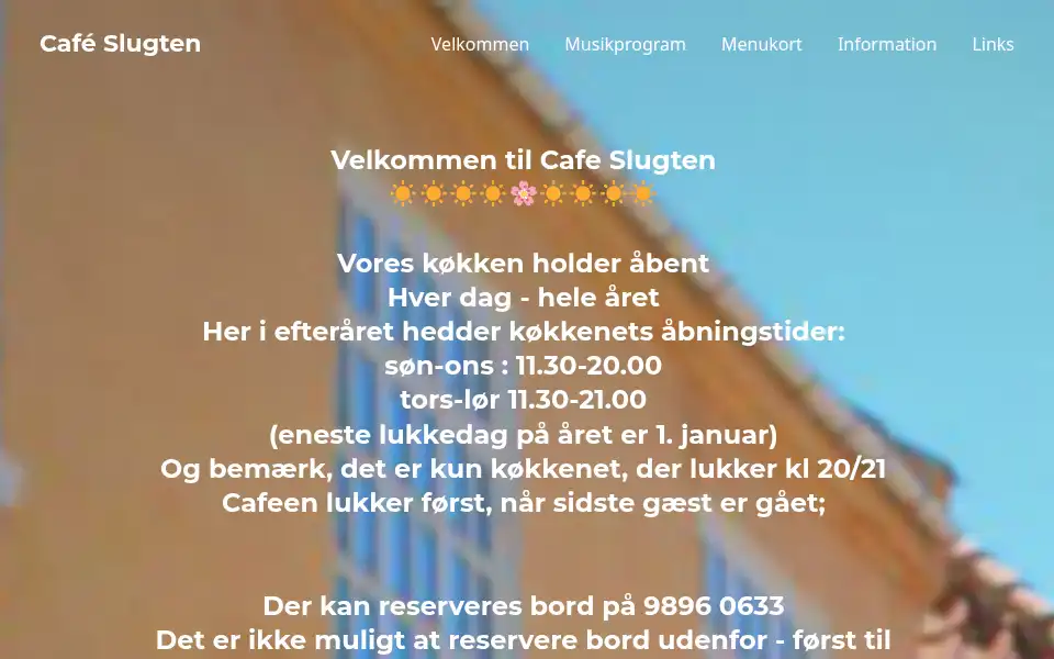 Screenshot of cafeslugten.dk