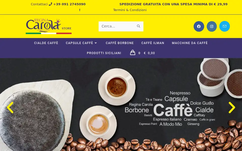 Screenshot of caffereginacarola.com