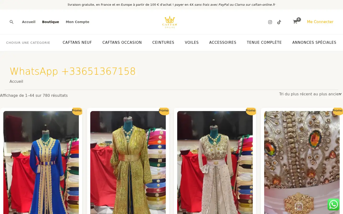 Screenshot of caftan-online.fr