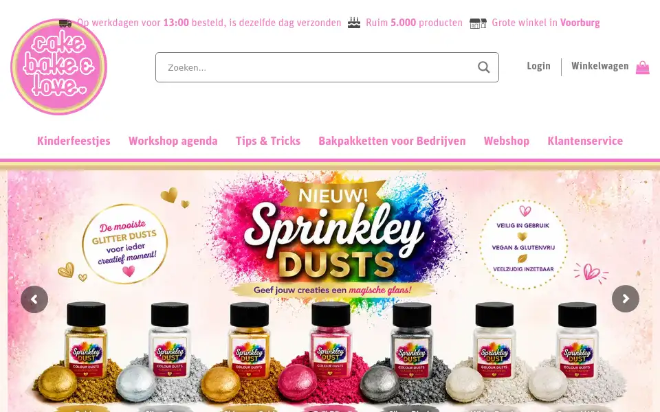 Screenshot of cakebakelove.nl