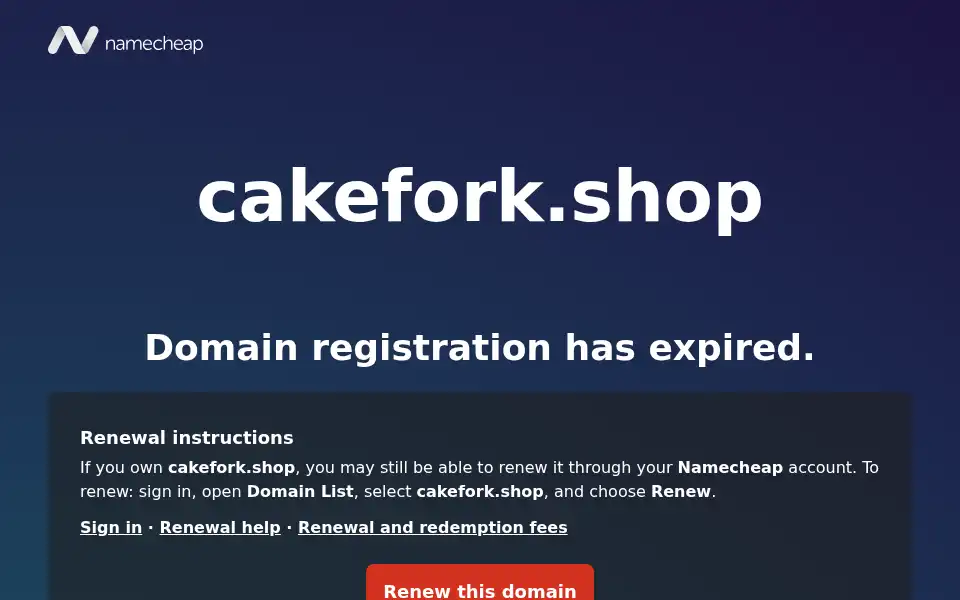 Screenshot of cakefork.shop