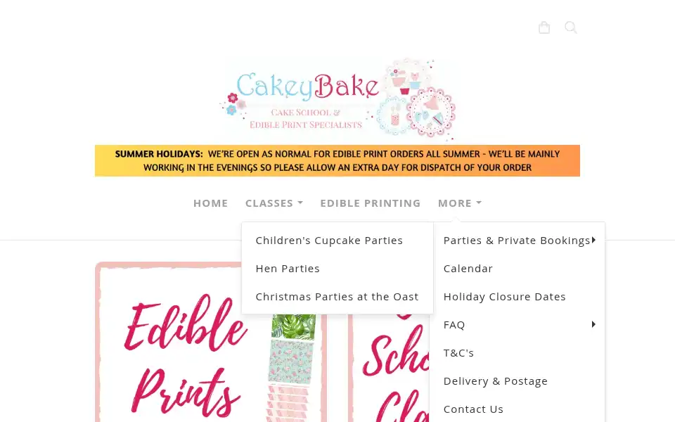 Screenshot of cakeybake.co.uk